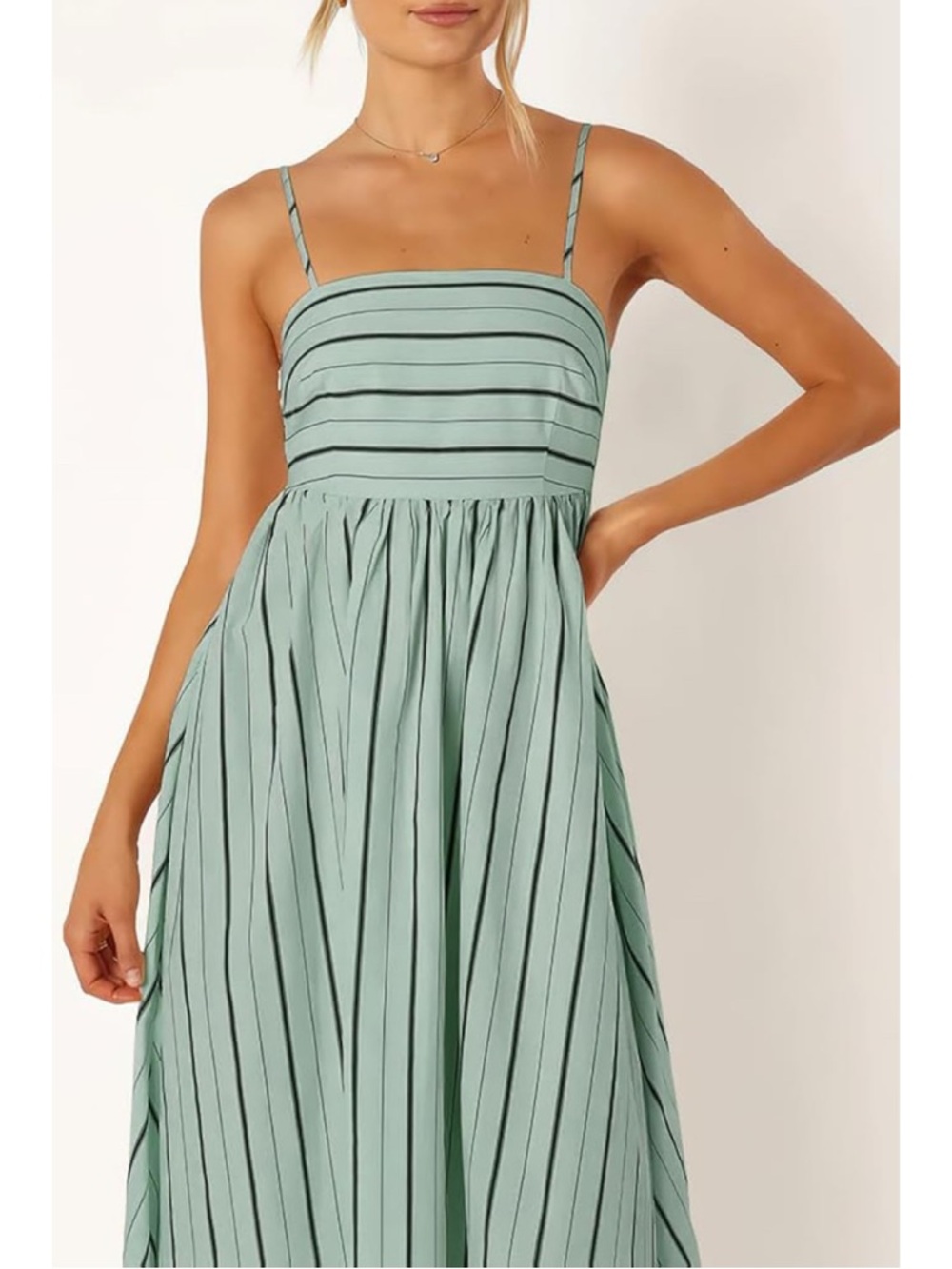 Mint Green Stripe Spaghetti Strap Maxi Dress - Women - Picture 4 of 5